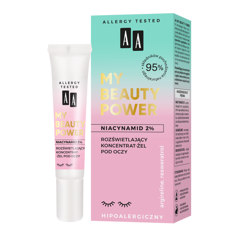 AA My Beauty Power Niacynamid 2% rozświetlający koncentrat-żel pod oczy