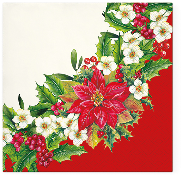 PAW Serwetki Wreath with Poinsettia 20 szt.