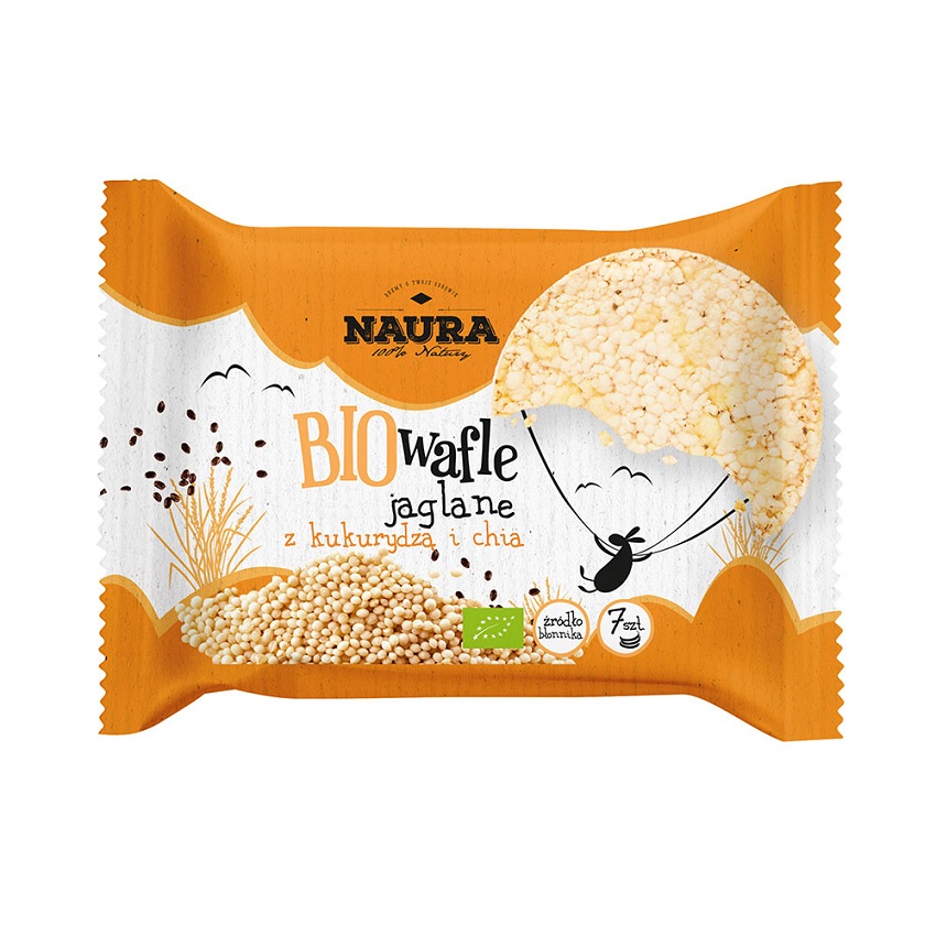NAURA Wafle jaglane z kukurydzą i chia BIO
