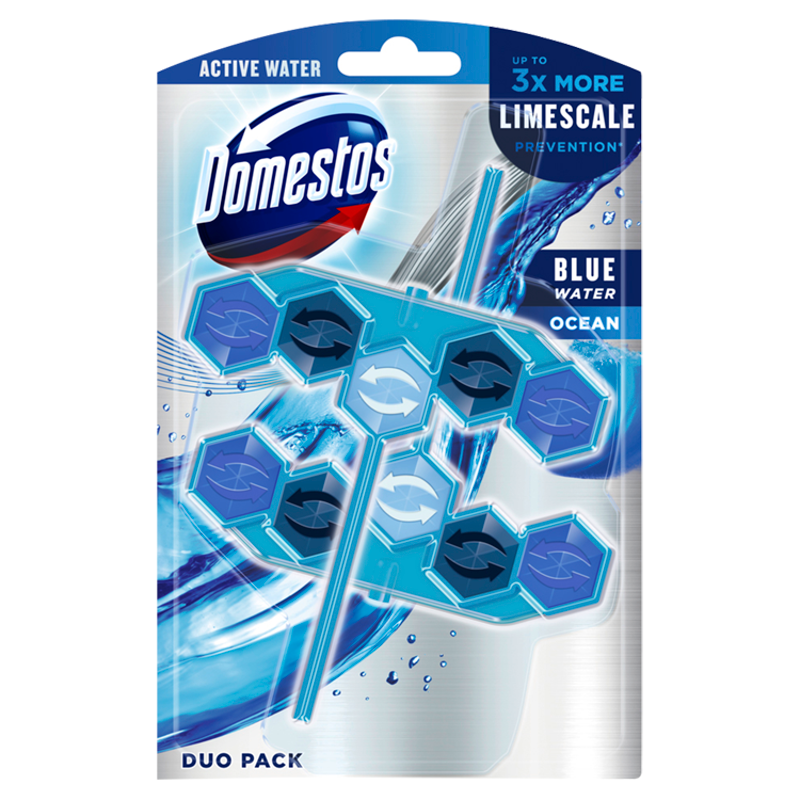 DOMESTOS Kostka zapachowa do toalet Aktywna Niebieska Woda 2x53g frisco.pl