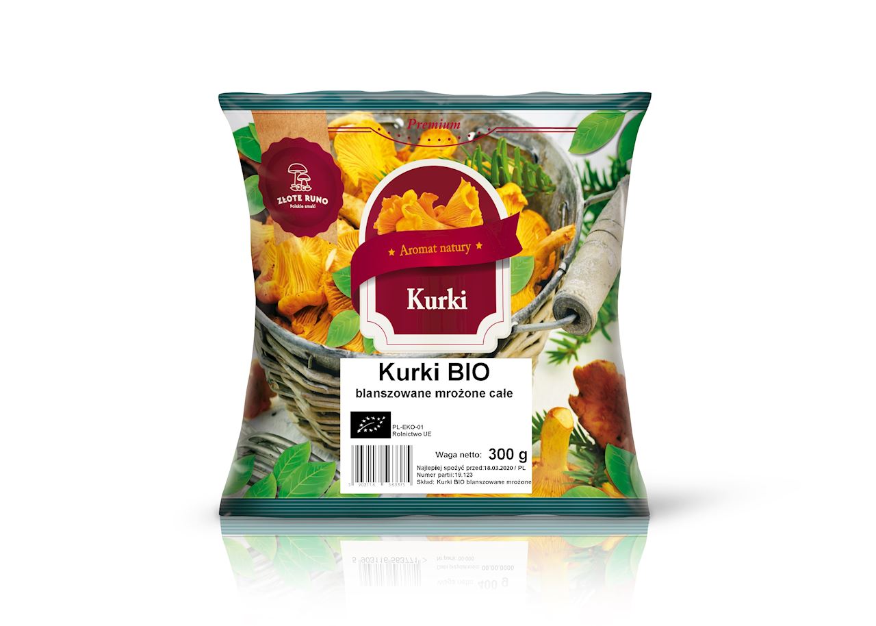 ZŁOTE RUNO Kurki blanszowane mrożone całe BIO
