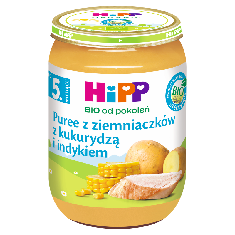 HIPP BIO od pokoleń Puree z ziemniaczków z kukurydzą i indykiem - po 5 miesiącu