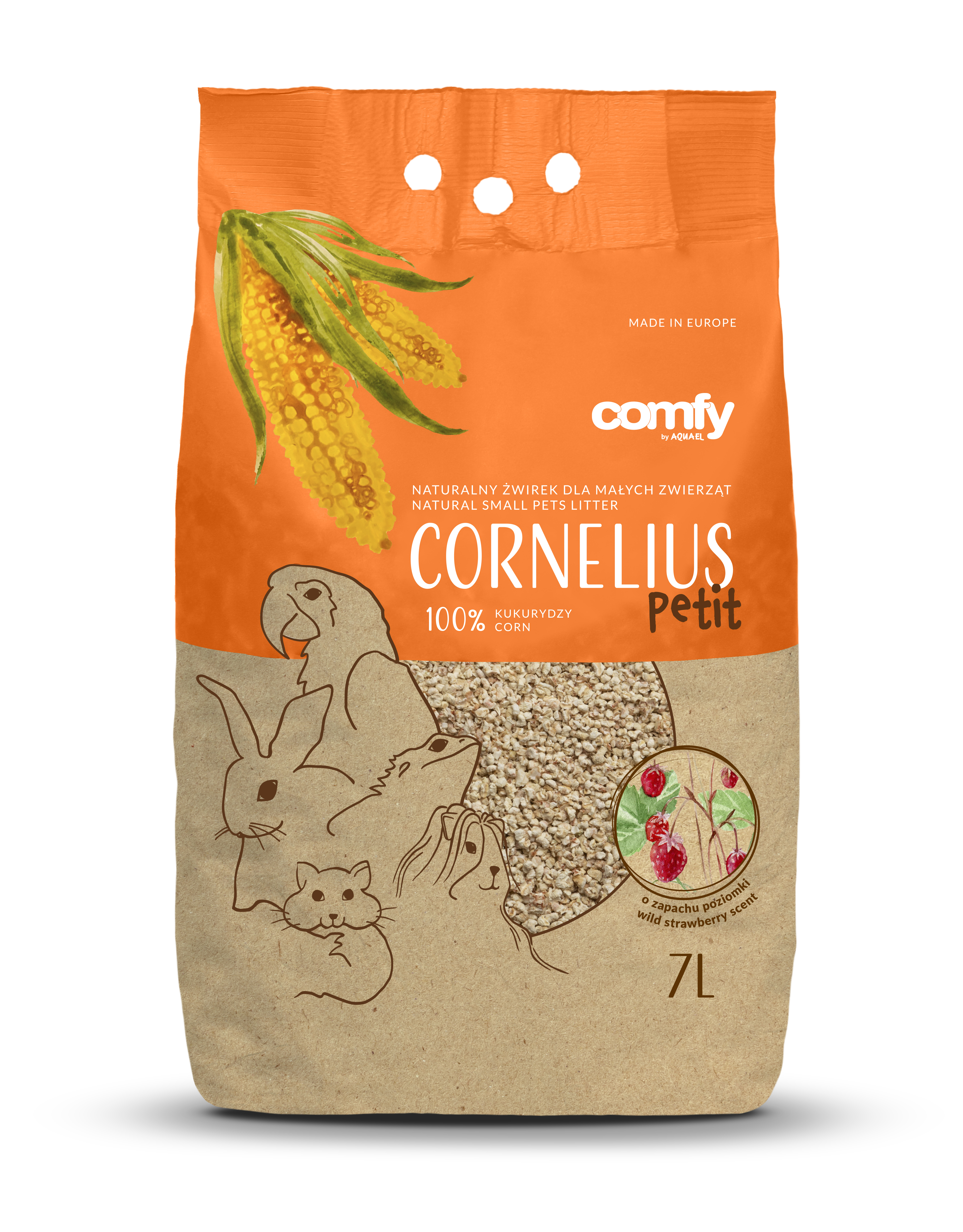 COMFY Cornelius Żwirek kukurydziany dla małych zwierząt - o zapachu poziomki