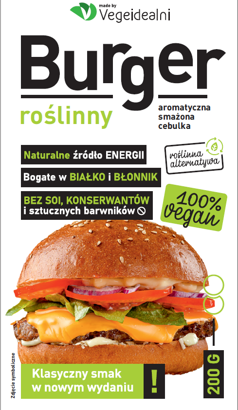 Vegeidealni Burger roślinny z cebulą