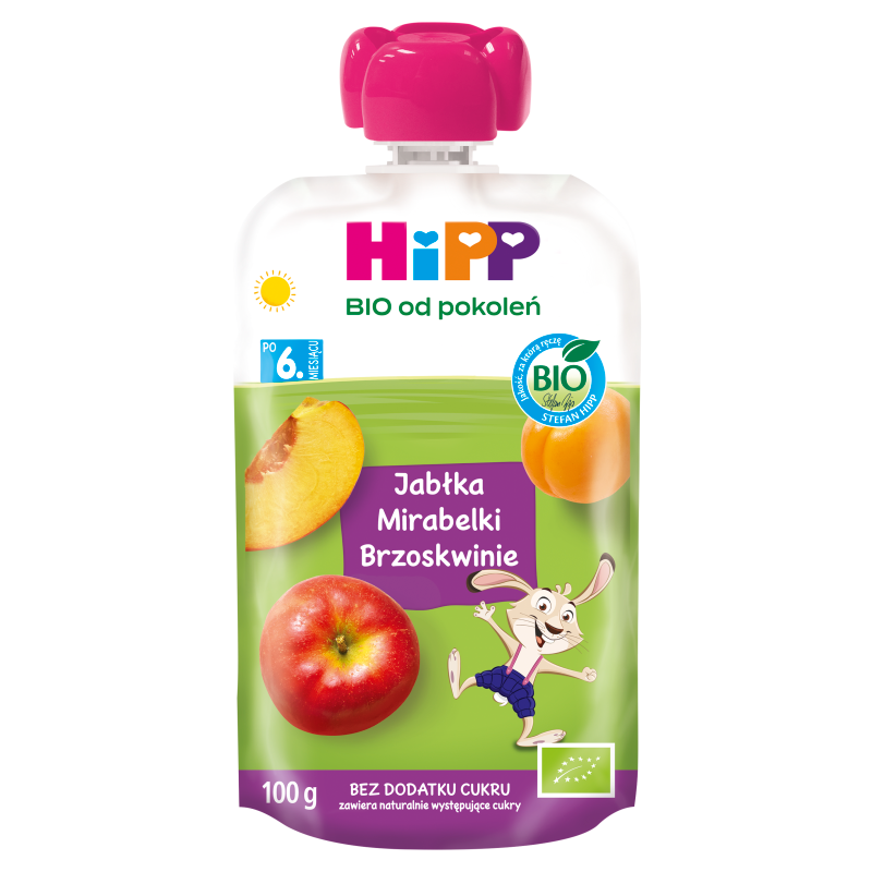 HIPP BIO od pokoleń Jabłka-Mirabelki-Brzoskwinie muc owocowy BIO frisco.pl