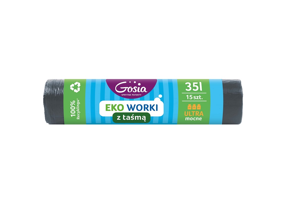 GOSIA Worki na śmieci LDPE taśma ultra mocne EKO 35l 15szt.
