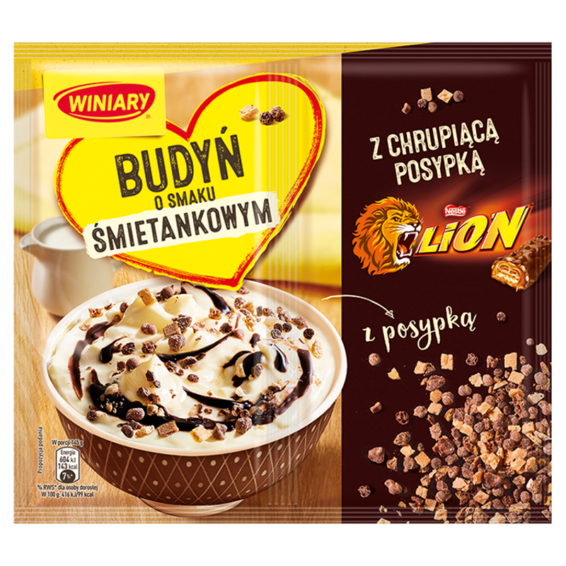 WINIARY Budyń śmietankowy z chrupiącą posypką Lion frisco.pl