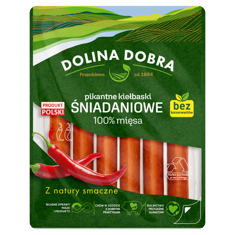 DOLINA DOBRA Kiełbaski pikantne 100% mięsa bez konserwantów