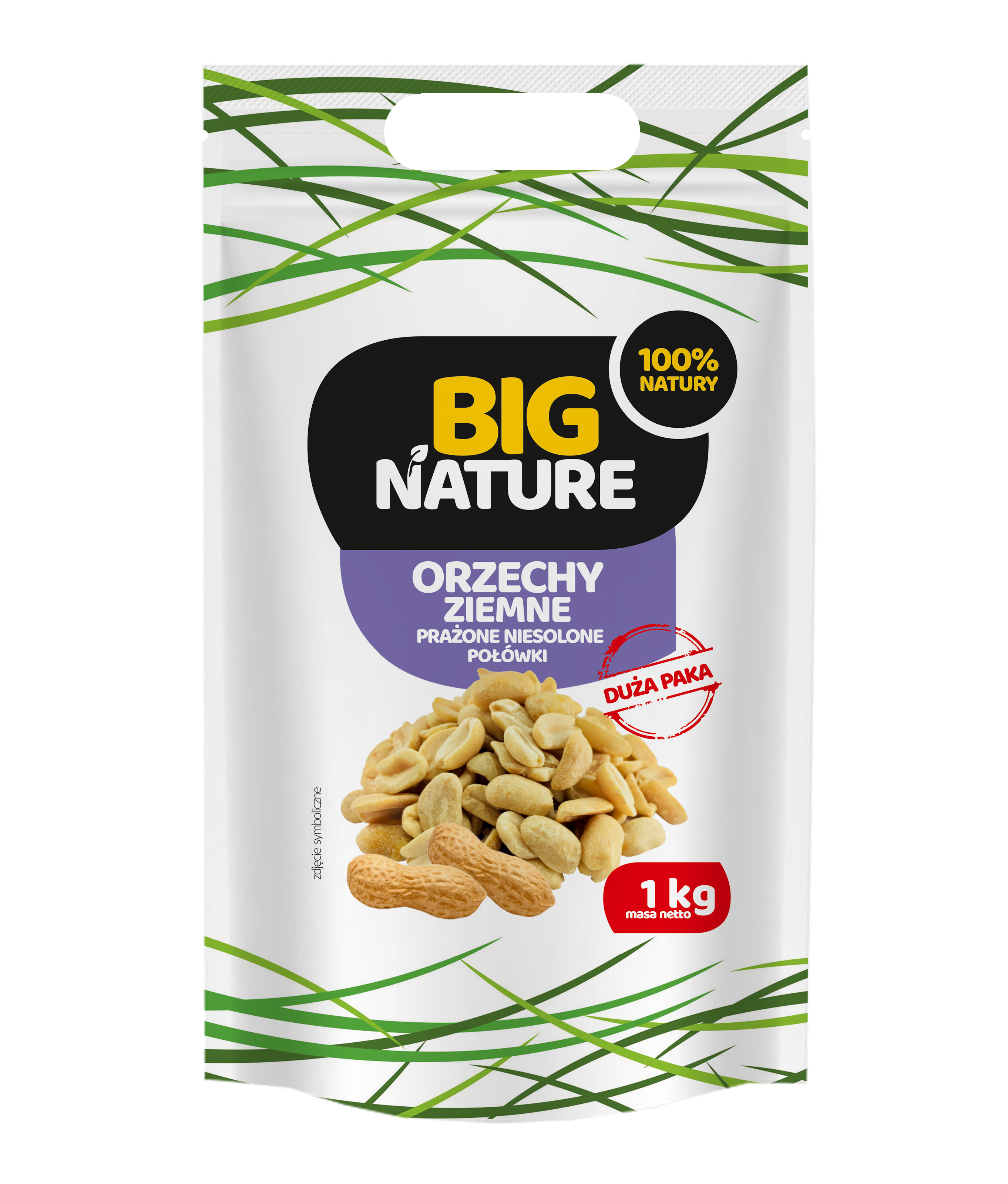 BIG NATURE Orzechy ziemne prażone niesolone (połówki)
