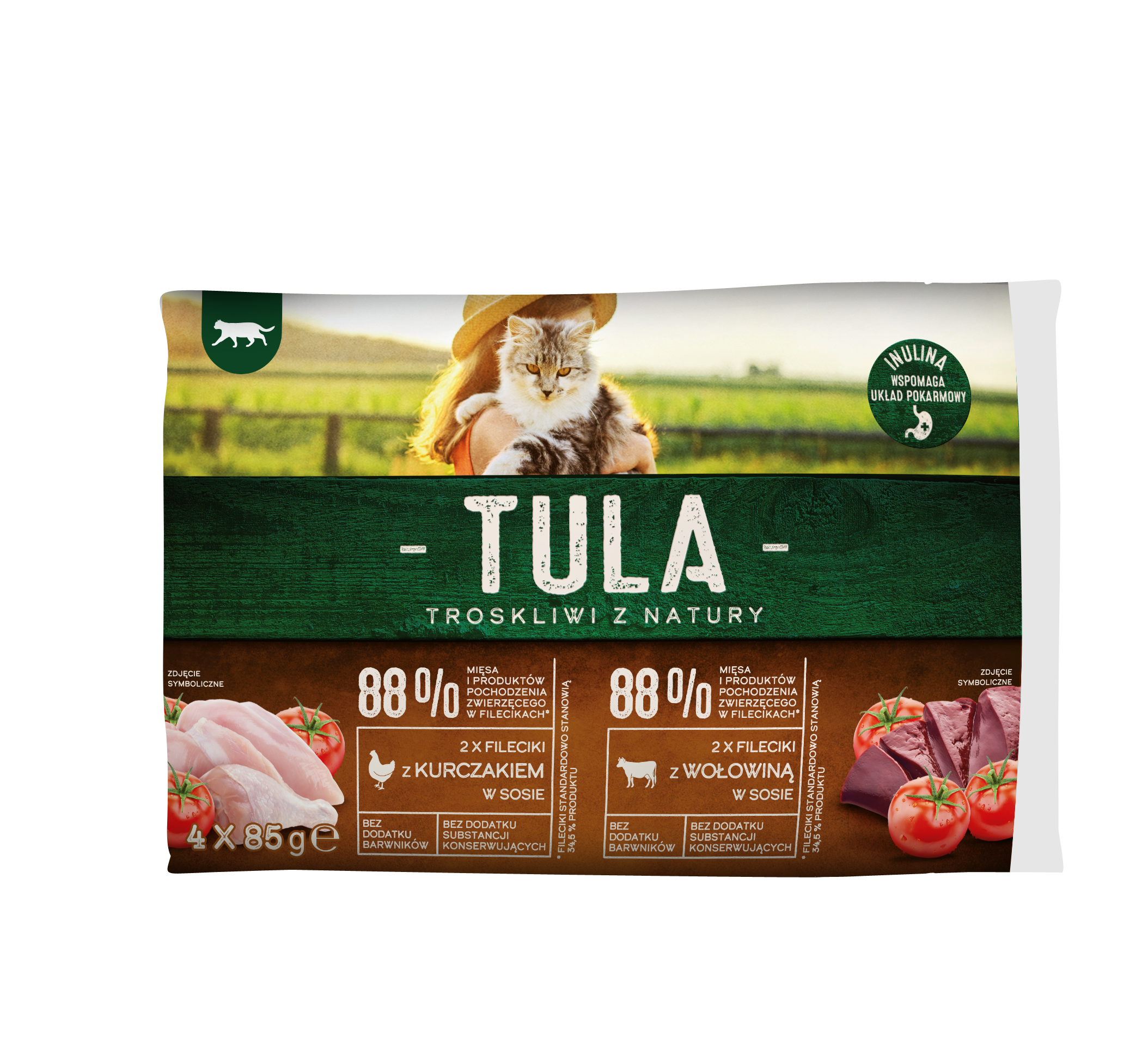 TULA Karma dla kotów - mix kurczak i wołowina (4x85g)