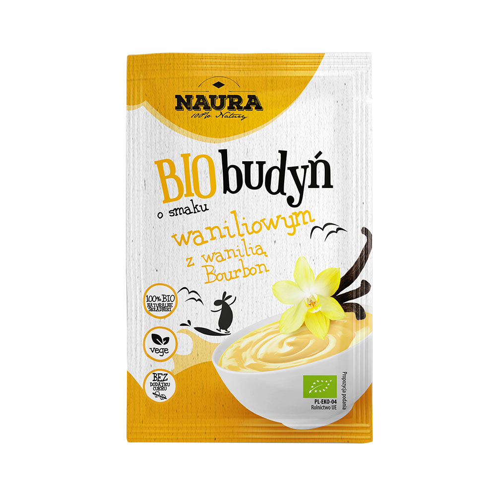 NAURA Budyń o smaku waniliowym z wanilią Bourbon BIO