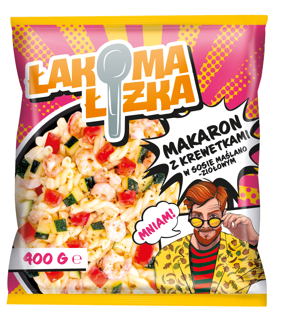ŁAKOMA ŁYŻKA Makaron z krewetkami w sosie maślano-ziołowym