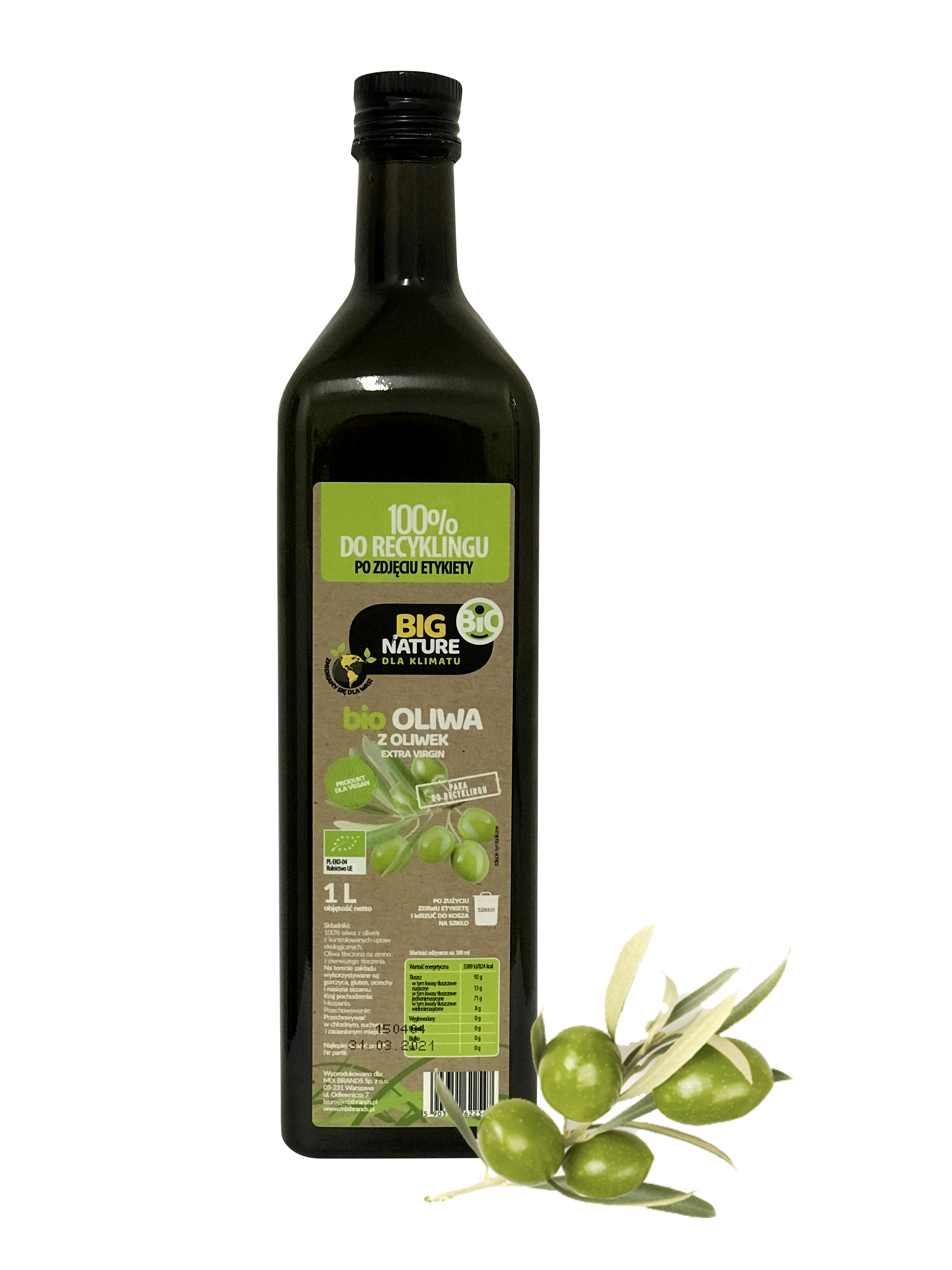 BIG NATURE Oliwa z oliwek extra virgin (tłoczona na zimno) BIO