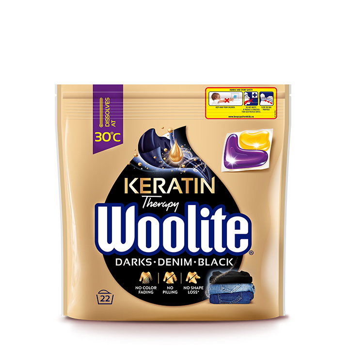 WOOLITE Dark Kapsułki do prania z keratyną czarnych i ciemnych tkanin 22 szt frisco.pl