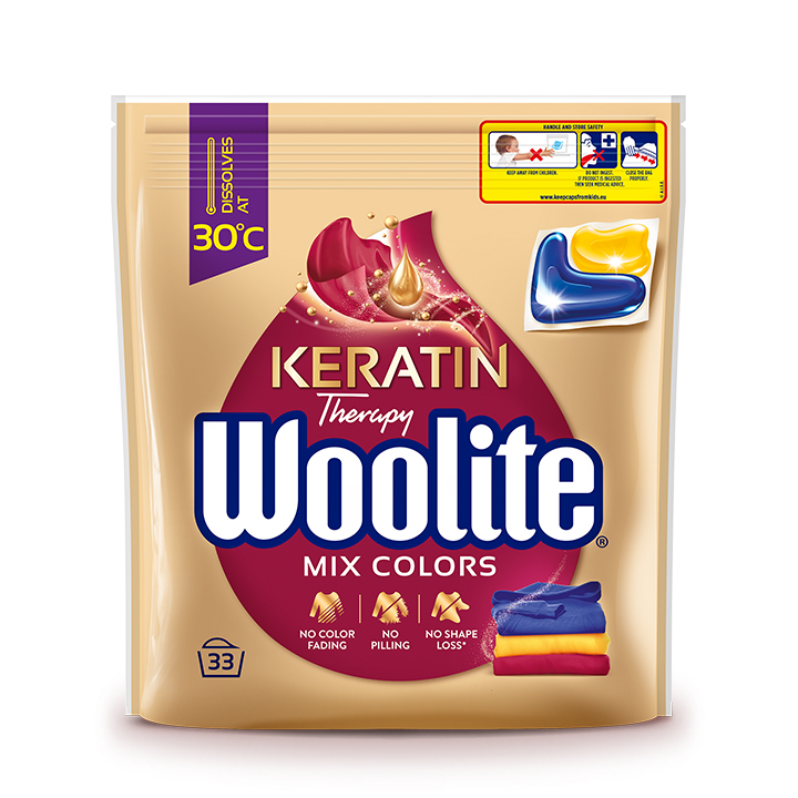 WOOLITE Kapsułki do prania z keratyną tkanin kolorowych 33 szt