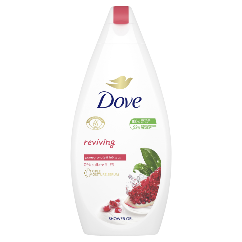 DOVE GO FRESH Odżywczy żel pod prysznic o zapachu granatu i werbeny cytrynowej