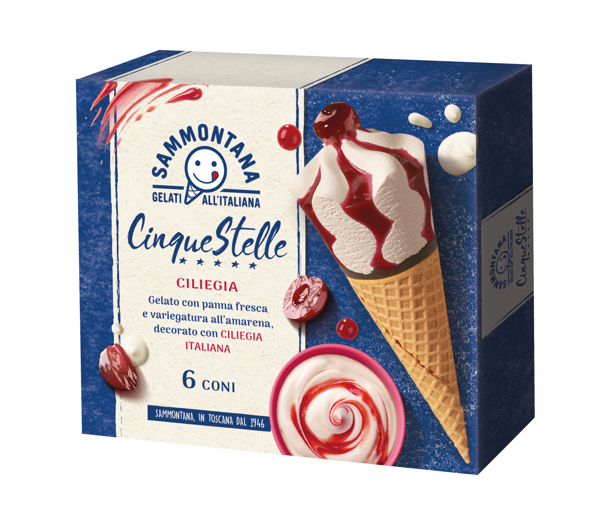 SAMMONTANA Cinque Stelle Lody w rożku CILIEGIA 6 szt.