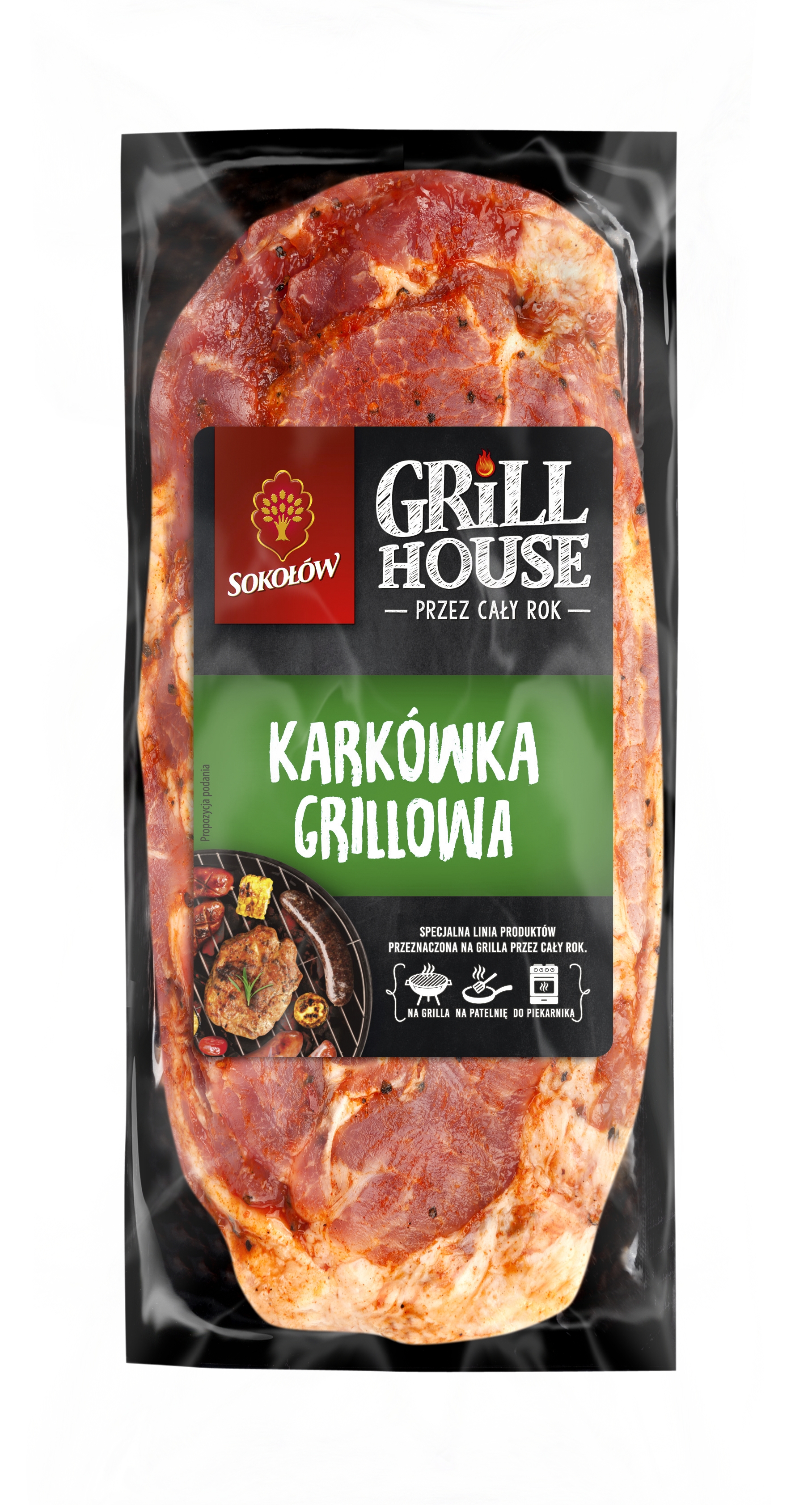 SOKOŁÓW Karkówka b/k plastry w marynacie na grill vac (480g-720g)