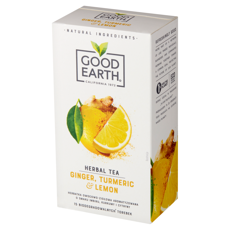 GOOD EARTH Herbata owocowo-ziołowa o smaku imbiru kurkumy i cytryny 15 torebek ex.