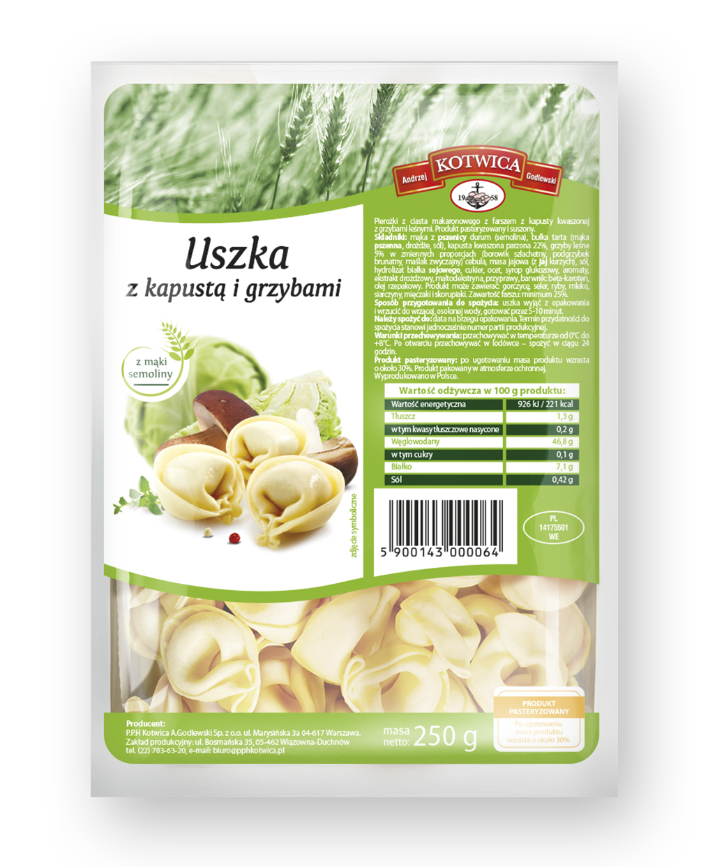 KOTWICA Uszka z kapustą i grzybami