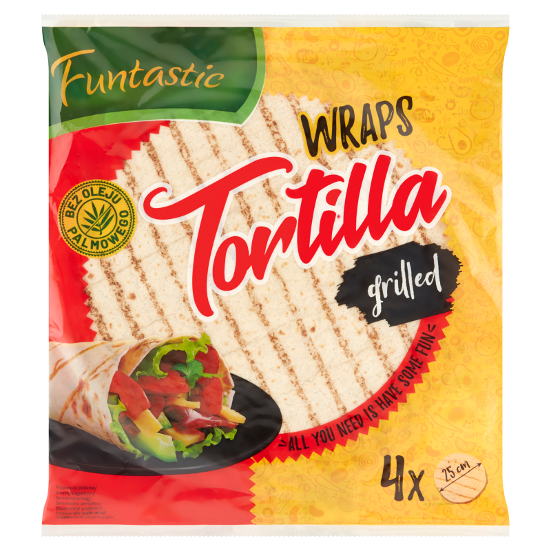 FUNTASTIC Tortilla pszenna (grillowana) - 25 cm (4 szt.) frisco.pl