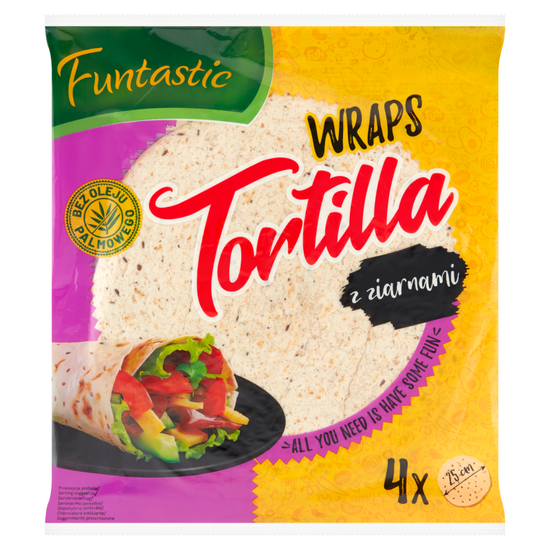FUNTASTIC Tortilla pszenna z ziarnami - 25 cm (4 szt.)