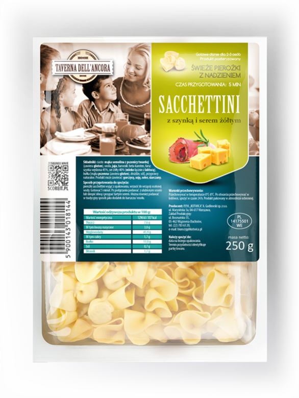 KOTWICA Sacchettini z szynką i serem żółtym