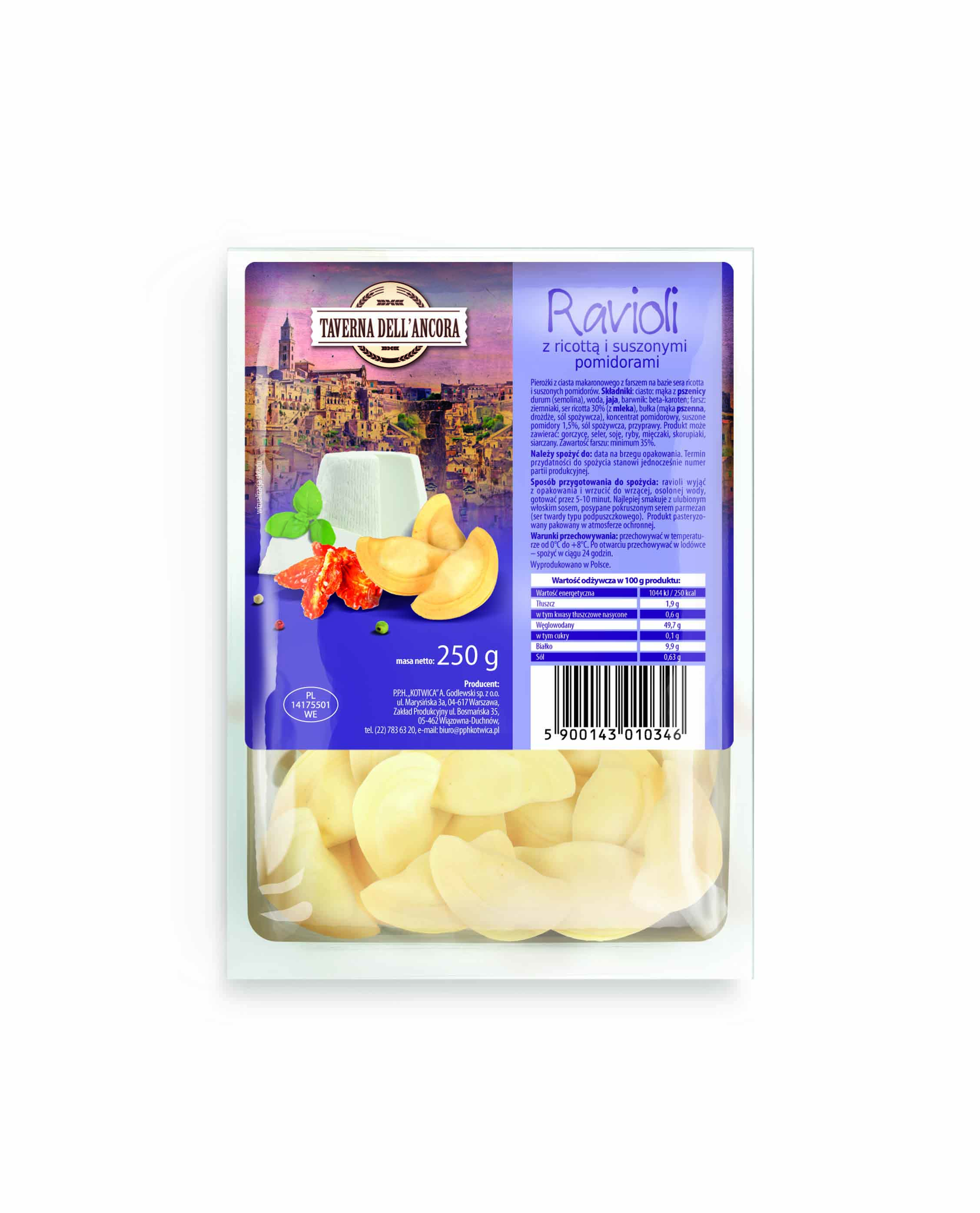KOTWICA Ravioli z ricottą i suszonymi pomidorami