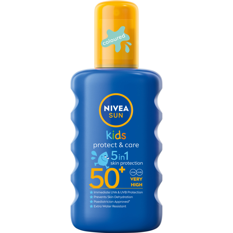 NIVEA SUN Kids Nawilżający spray ochronny na słońce dla dzieci SPF 50 z zanikającym kolorem