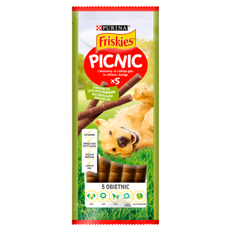 FRISKIES Picnik Przekąska dla psów z wołowiną 5 szt. frisco.pl