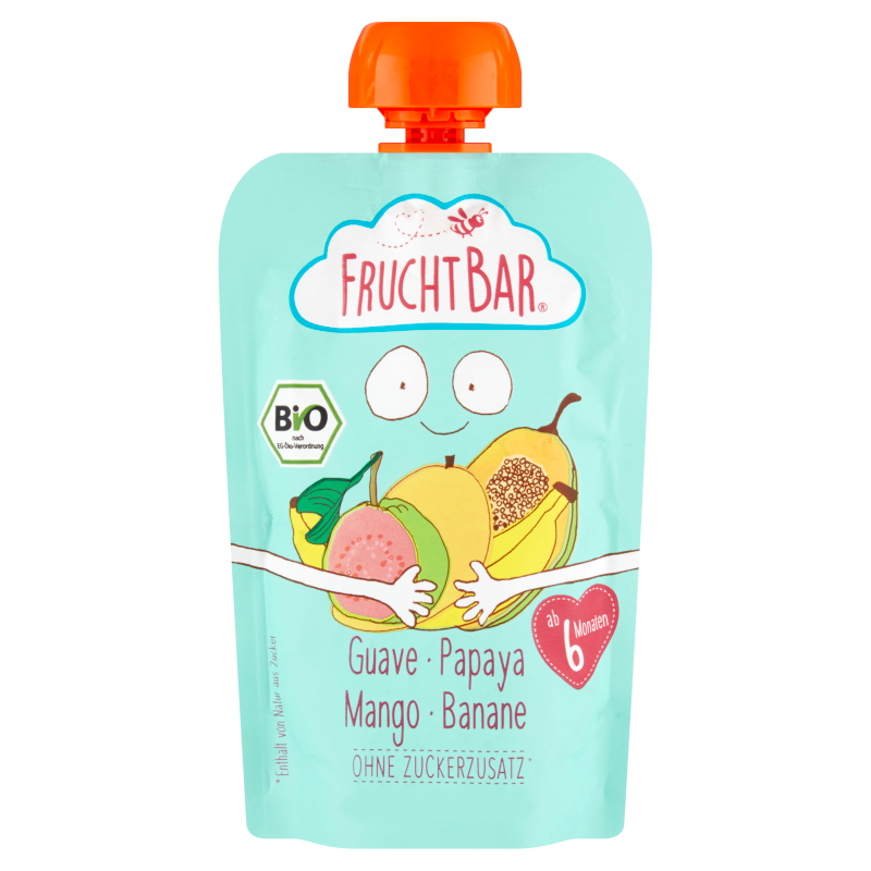 FRUCHTBAR Mus gujawa, papaja, mango, banan BIO