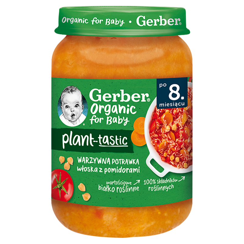 GERBER Organic Plant-tastic Warzywna potrawka włoska z pomidorami dla niemowląt po 8. miesiącu BIO frisco.pl