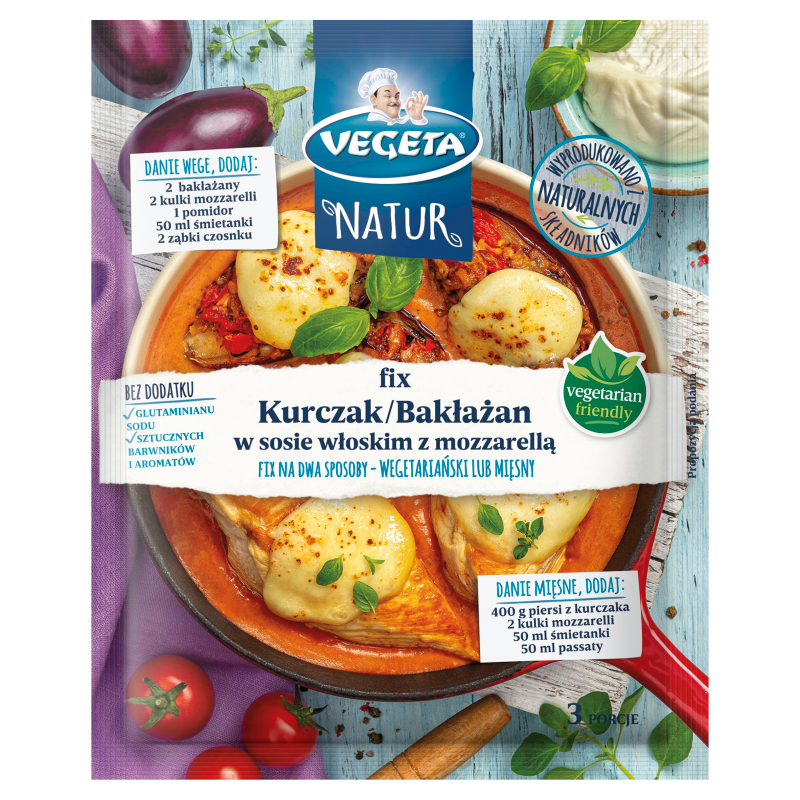 VEGETA NATUR Fix do kurczaka/bakłażana w sosie włoskim z mozarellą frisco.pl