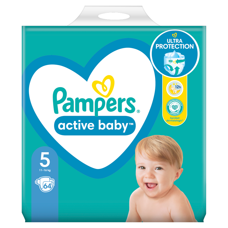 PAMPERS Active Baby Pieluchy Rozmiar 5 (11-16kg) 64 szt. frisco.pl