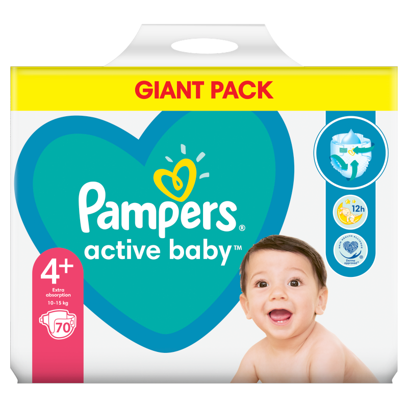 PAMPERS Active Baby Pieluchy Rozmiar 4+ Maxi+ (9-16kg) 70 szt frisco.pl