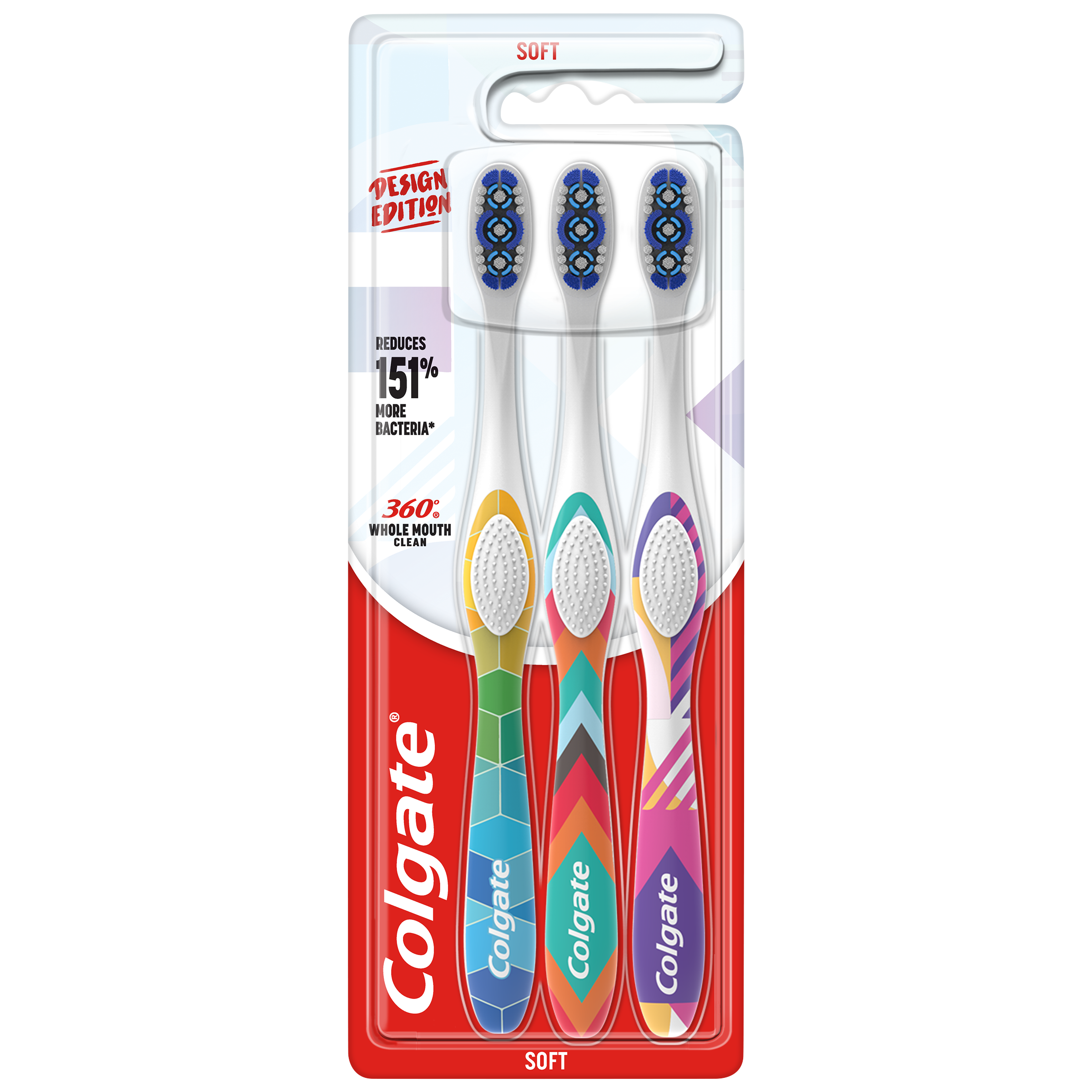COLGATE 360° Szczoteczka do zębów Design Edition Soft - 3 szt.