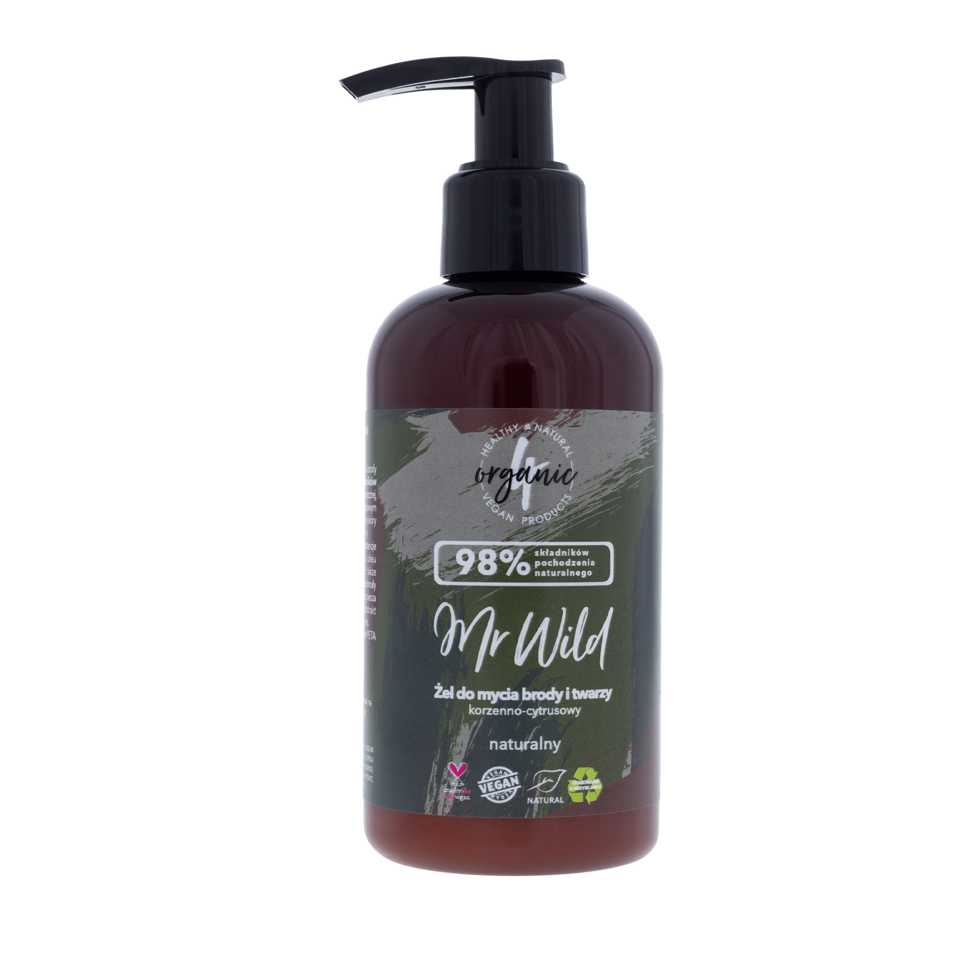 4organic Mr Wild Żel do mycia brody i twarzy korzenno-cytrusowy