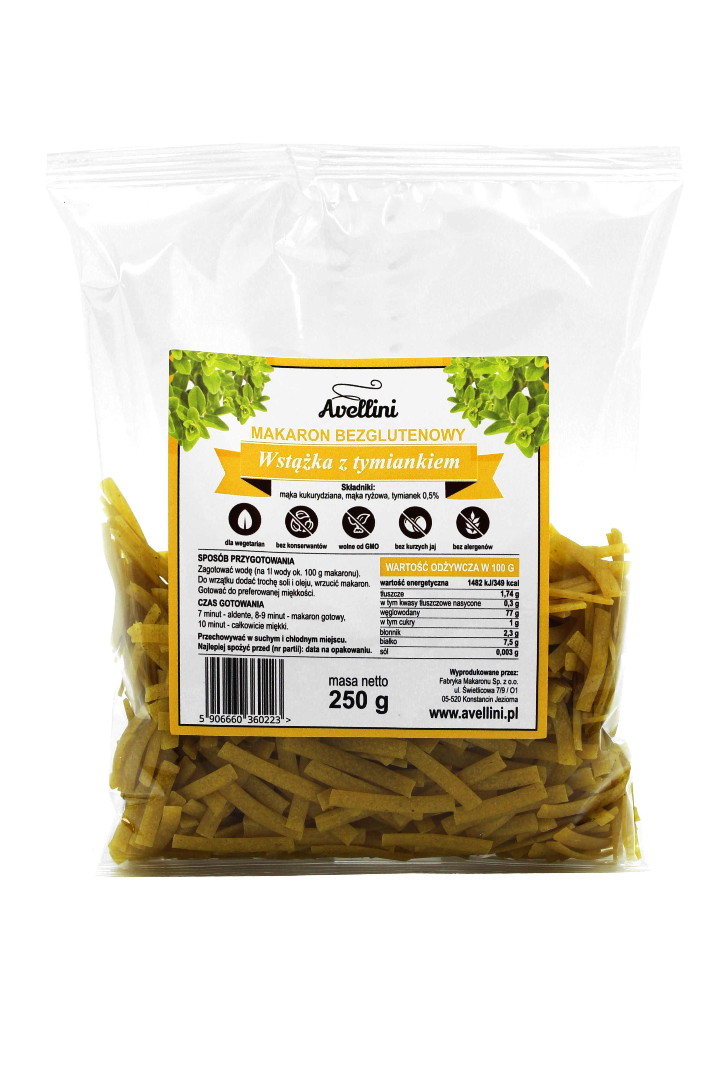 AVELLINI Makaron wstążka z nutą tymianku bezglutenowy