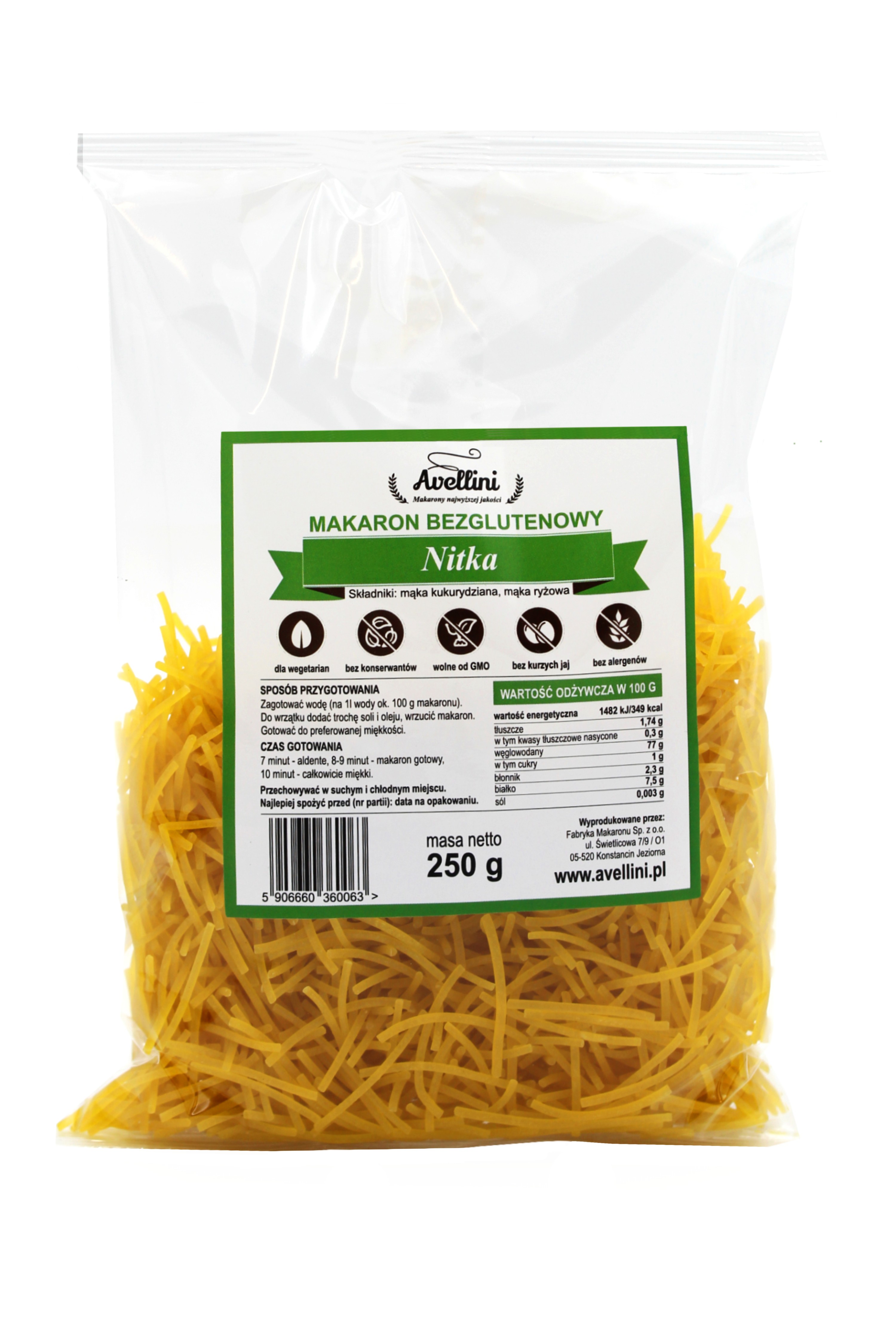 AVELLINI Makaron nitka bezglutenowa