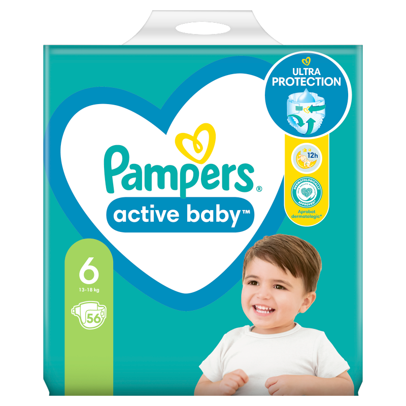 PAMPERS Active Baby Pieluchy Rozmiar 6 Extra Large (15+kg) 56 szt frisco.pl