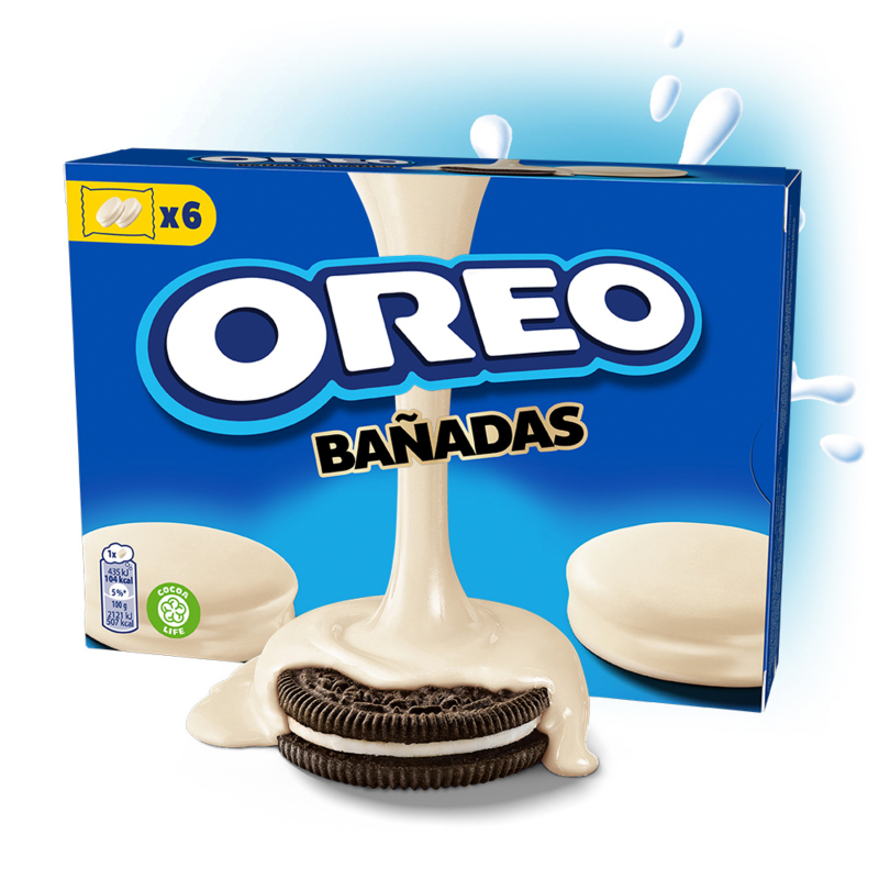 OREO Ciastka kakaowe z nadzieniem waniliowym oblane białą polewą frisco.pl
