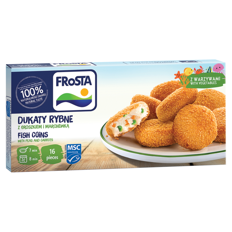 FROSTA Dukaty rybne z groszkiem i marchewką
