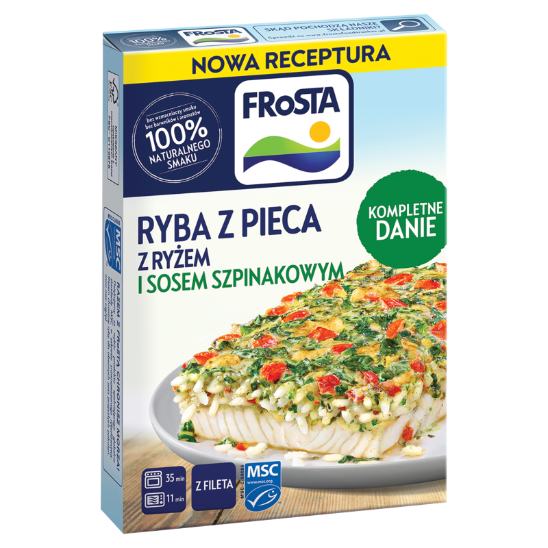 FROSTA Ryba z pieca z ryżem i sosem szpinakowym