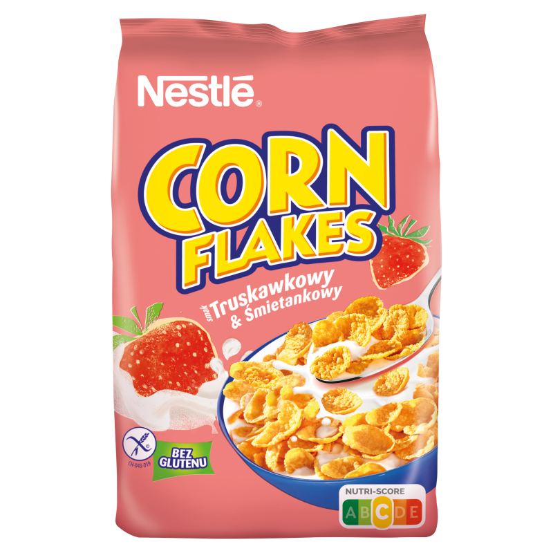 NESTLÉ Płatki Corn Flakes truskawkowo-śmietankowe bez glutenu