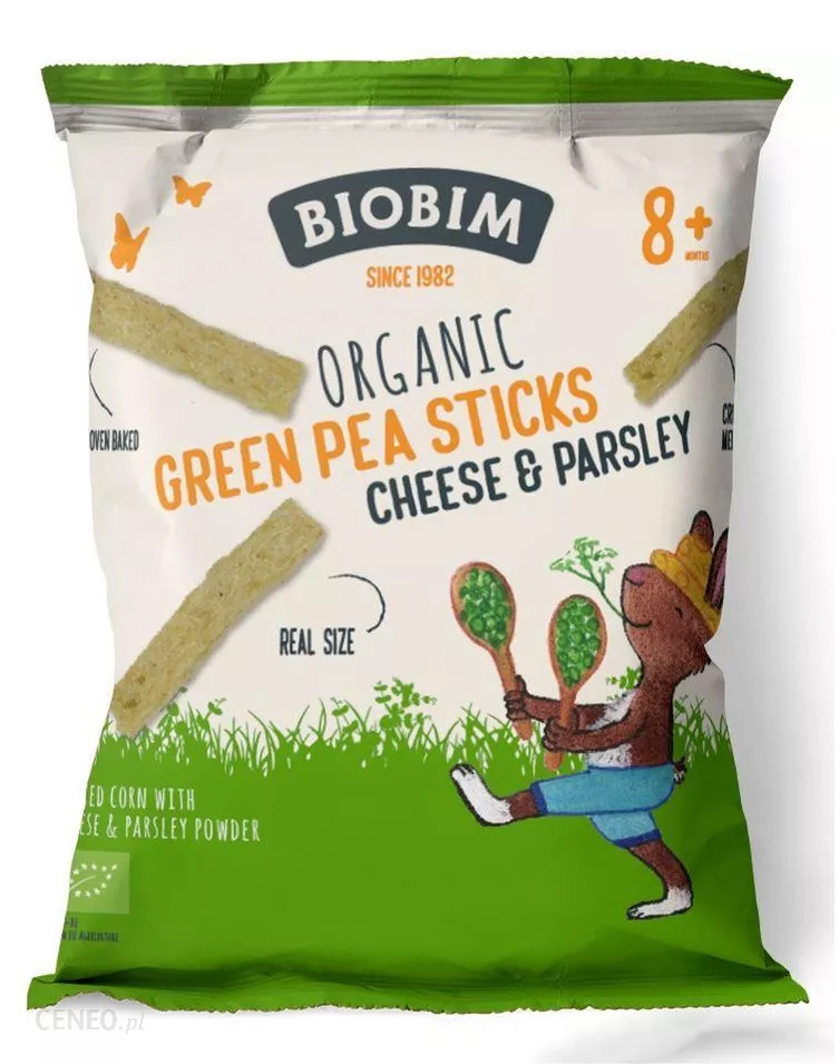 BIOBIM Chrupki z zielonego groszku serowo-pietruszkowe powyżej 8 miesięcy BIO