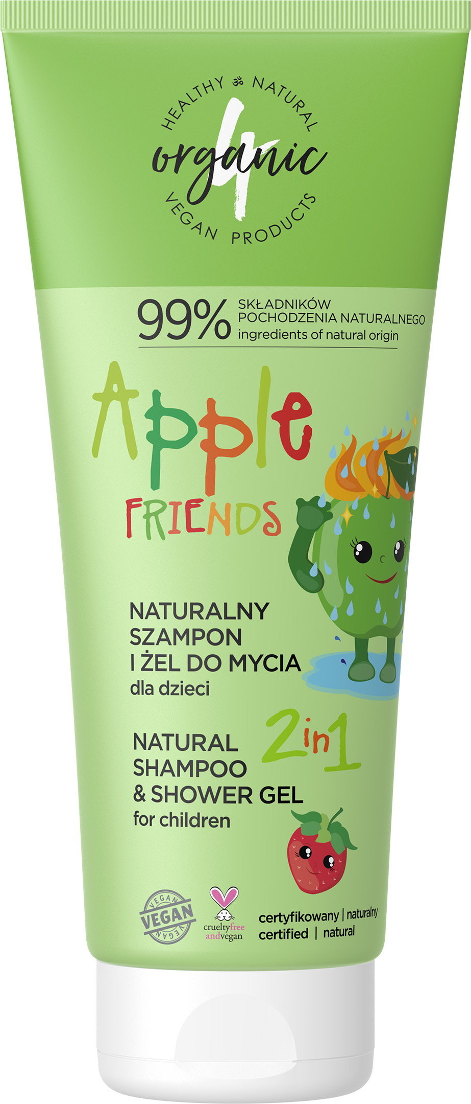 4organic Szampon i żel do mycia 2w1 Apple Friends