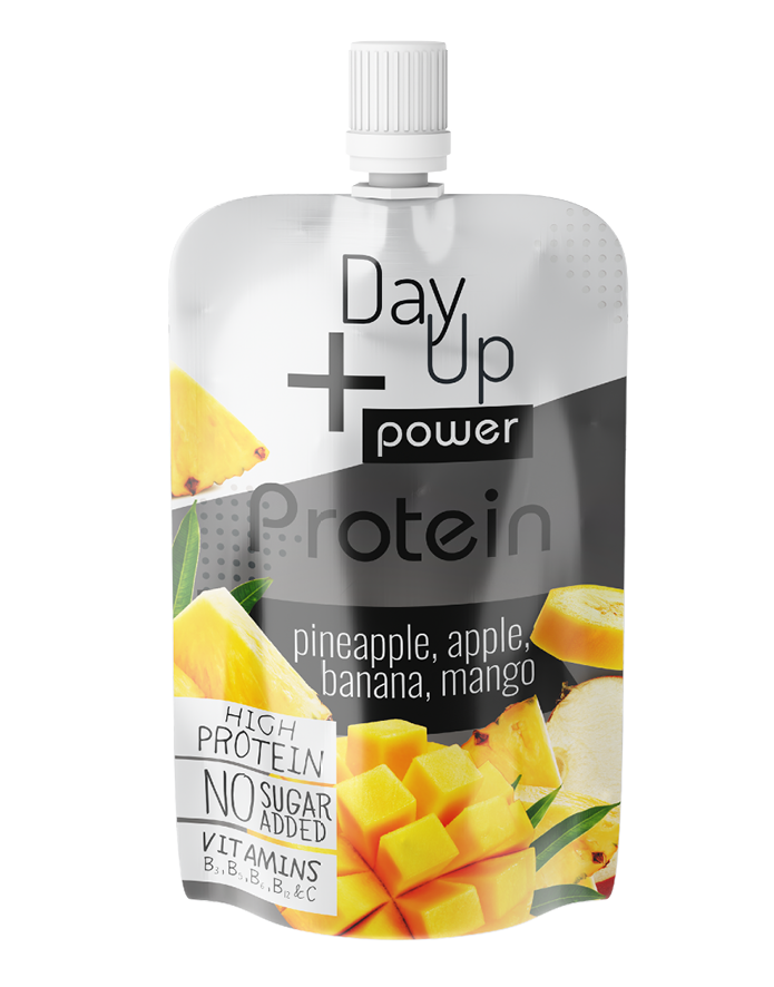 DAYUP Puree bananowe z jabłkiem mango ananasem błonnikiem peptydami kolagenowymi i witaminą C