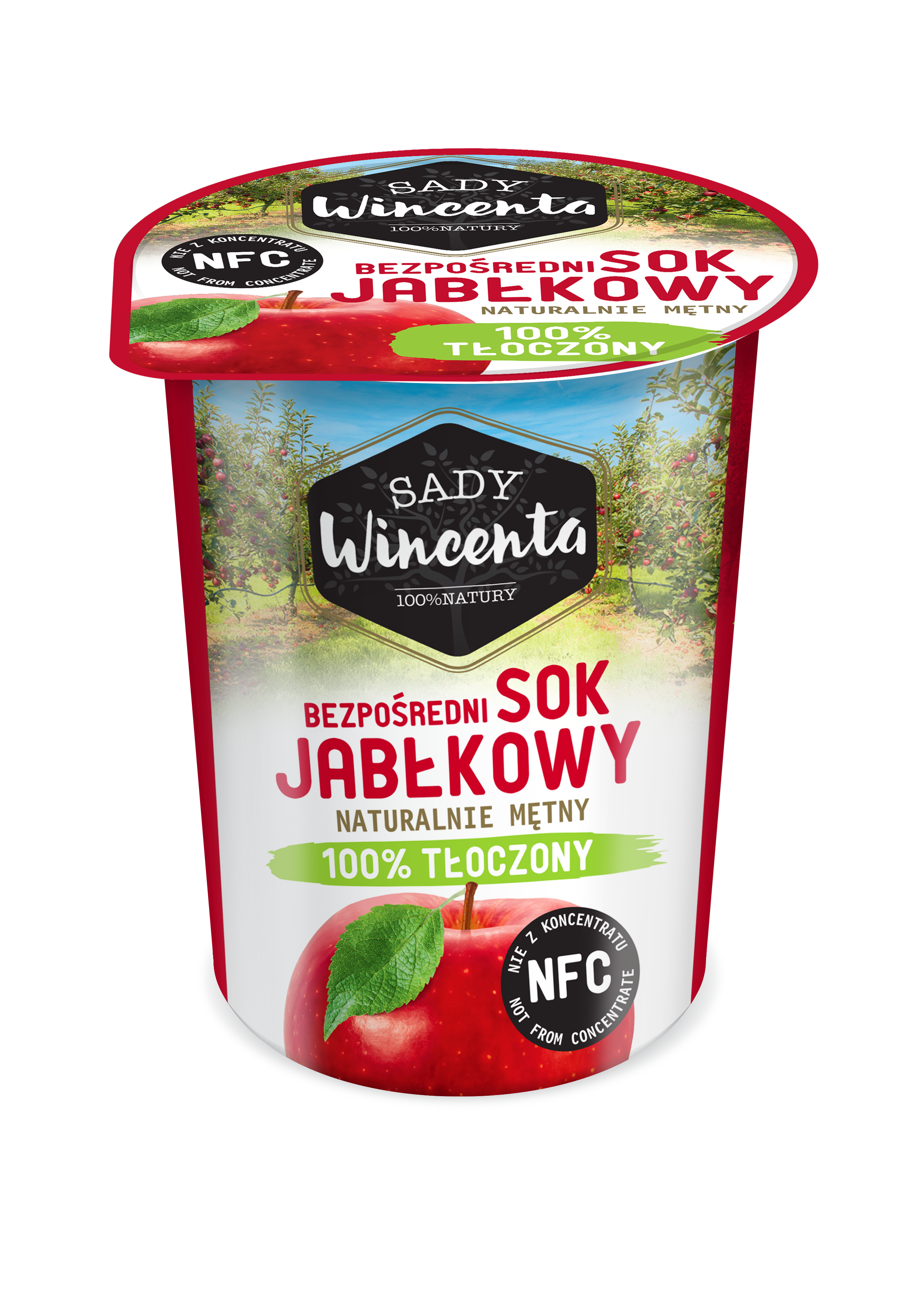 SADY WINCENTA Sok jabłkowy w kubku tłoczony