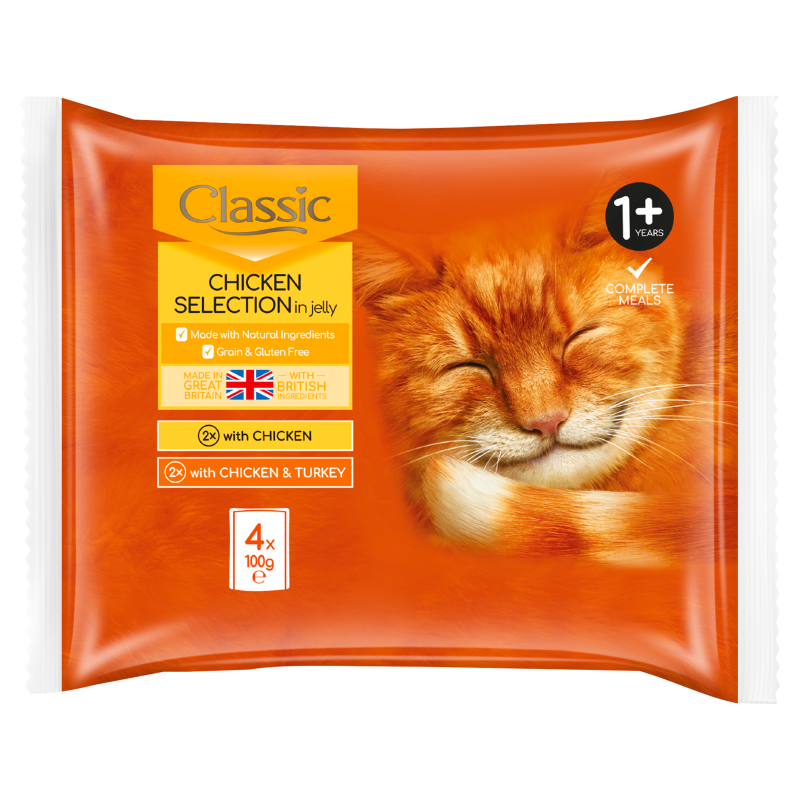 BUTCHER'S Classic Karma dla kotów mix smaków z kurczakiem (4x100g)