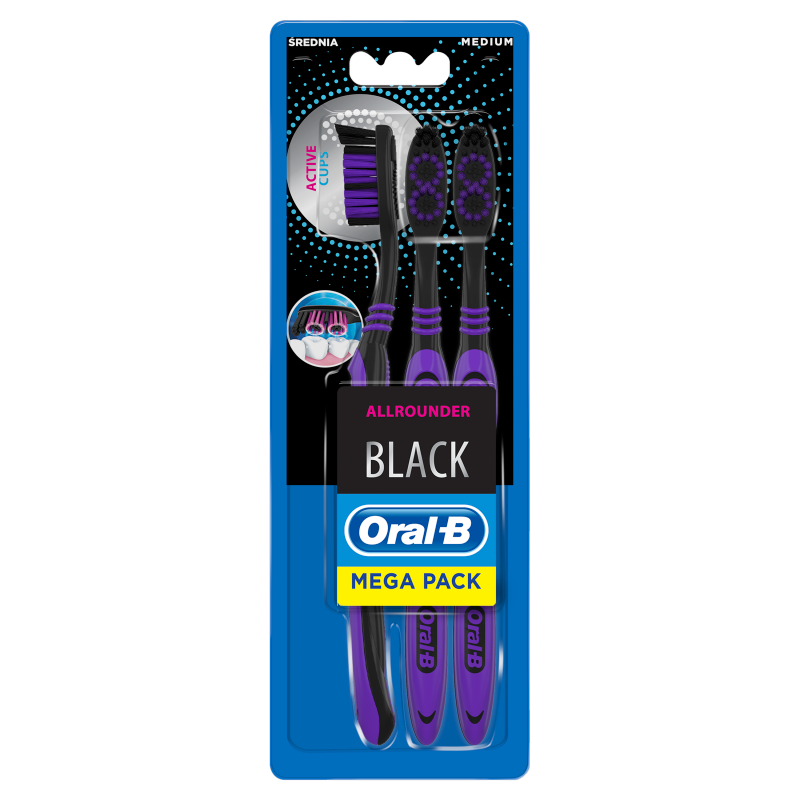 ORAL-B Allrounder Black Manualna szczoteczka do zębów, średnia 3 szt. frisco.pl